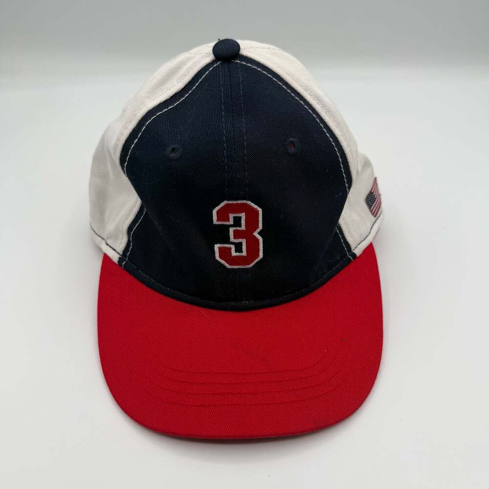 U.S. Polo Assn. Number 3 Embroidered Baseball Cap White Navy Red